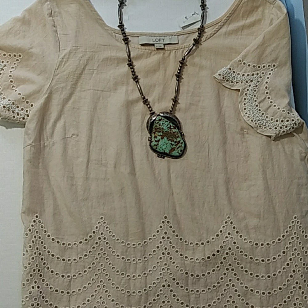NWT Ann Taylor Loft Eyelit Beaded Blouse Sz. S